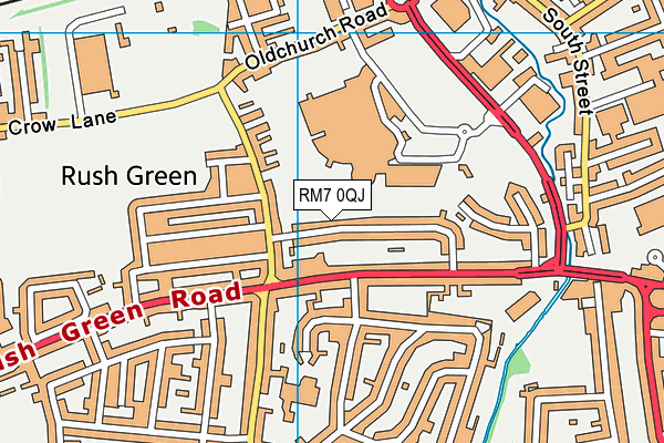 RM7 0QJ map - OS VectorMap District (Ordnance Survey)