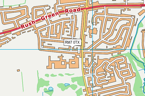 RM7 0TX map - OS VectorMap District (Ordnance Survey)