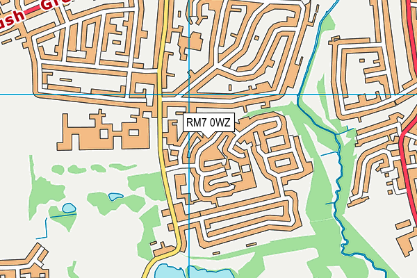 RM7 0WZ map - OS VectorMap District (Ordnance Survey)
