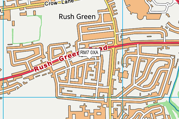 RM7 0XA map - OS VectorMap District (Ordnance Survey)