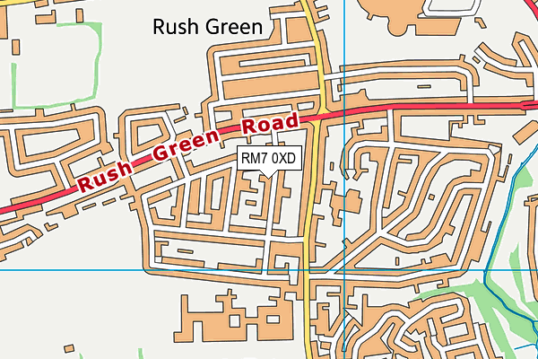 RM7 0XD map - OS VectorMap District (Ordnance Survey)