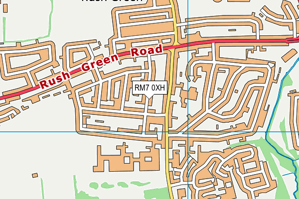 RM7 0XH map - OS VectorMap District (Ordnance Survey)