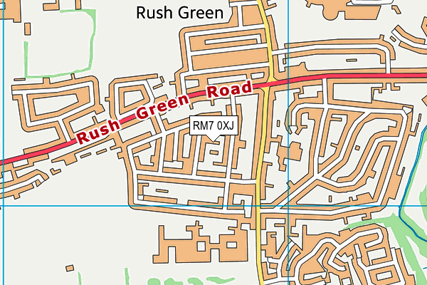 RM7 0XJ map - OS VectorMap District (Ordnance Survey)