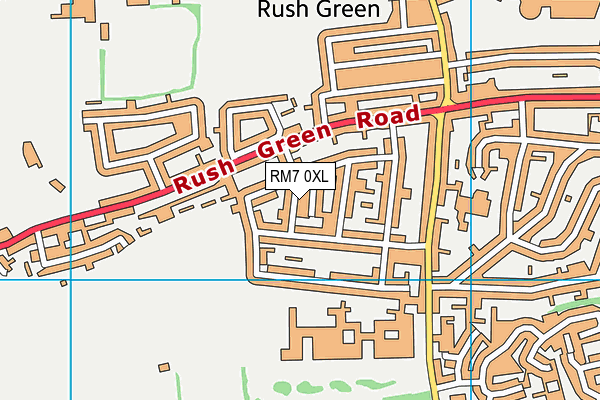 RM7 0XL map - OS VectorMap District (Ordnance Survey)