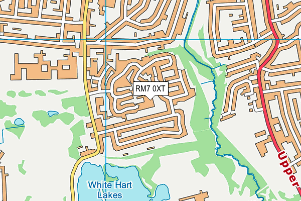 RM7 0XT map - OS VectorMap District (Ordnance Survey)