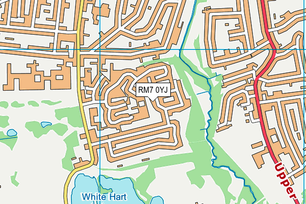 RM7 0YJ map - OS VectorMap District (Ordnance Survey)