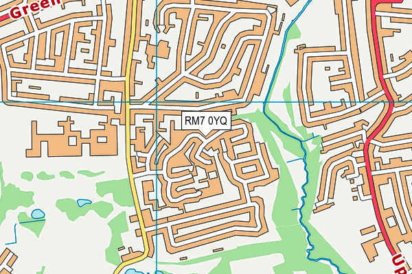 RM7 0YQ map - OS VectorMap District (Ordnance Survey)