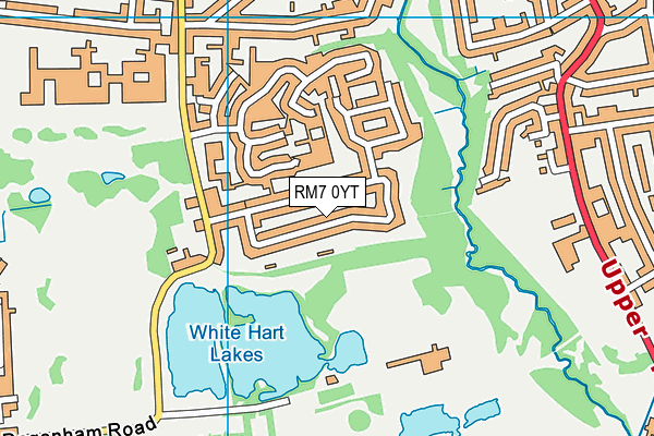 RM7 0YT map - OS VectorMap District (Ordnance Survey)
