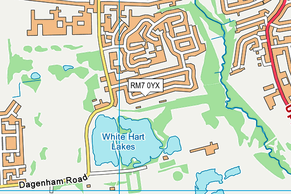 RM7 0YX map - OS VectorMap District (Ordnance Survey)