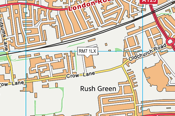 RM7 1LX map - OS VectorMap District (Ordnance Survey)