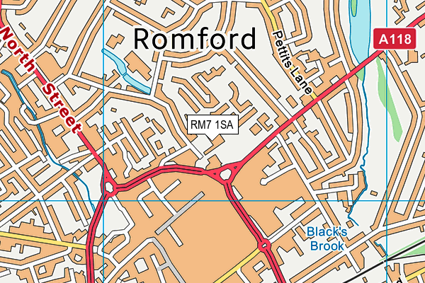 RM7 1SA map - OS VectorMap District (Ordnance Survey)