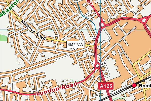 RM7 7AA map - OS VectorMap District (Ordnance Survey)