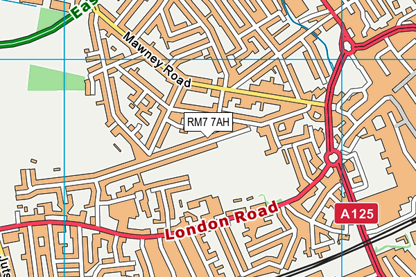 RM7 7AH map - OS VectorMap District (Ordnance Survey)