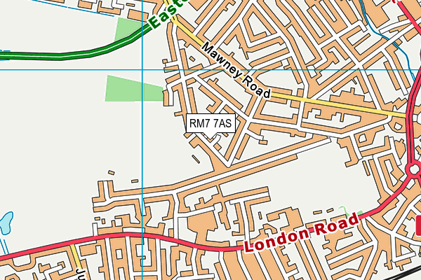 RM7 7AS map - OS VectorMap District (Ordnance Survey)
