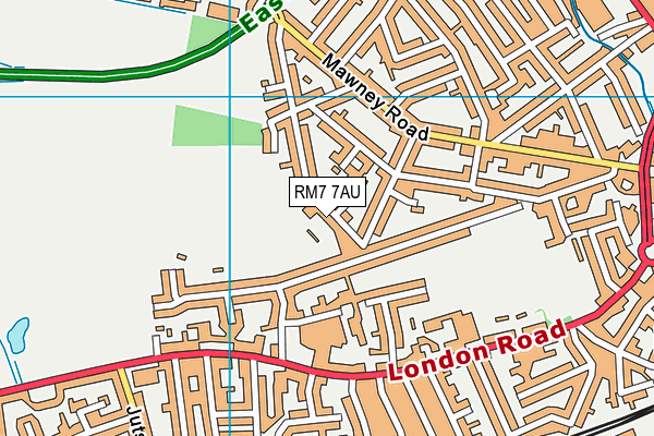 RM7 7AU map - OS VectorMap District (Ordnance Survey)