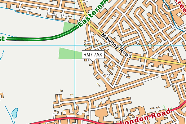 RM7 7AX map - OS VectorMap District (Ordnance Survey)