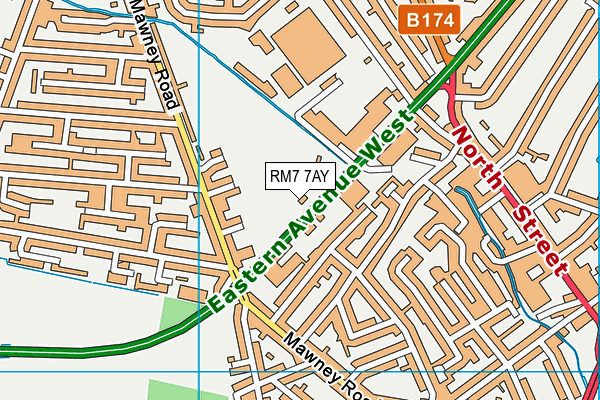 RM7 7AY map - OS VectorMap District (Ordnance Survey)