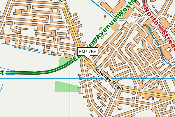 RM7 7BE map - OS VectorMap District (Ordnance Survey)