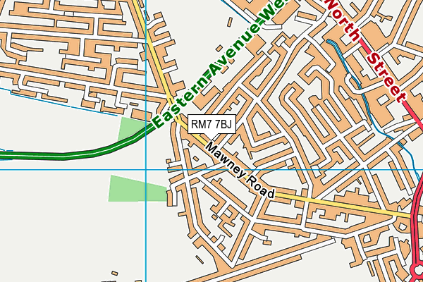 RM7 7BJ map - OS VectorMap District (Ordnance Survey)