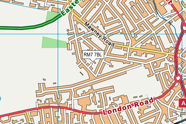 RM7 7BL map - OS VectorMap District (Ordnance Survey)