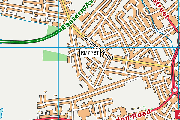 RM7 7BT map - OS VectorMap District (Ordnance Survey)