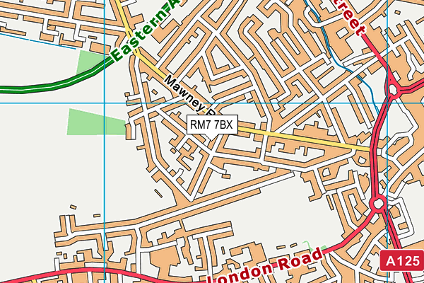 RM7 7BX map - OS VectorMap District (Ordnance Survey)