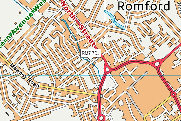 RM7 7DJ map - OS VectorMap District (Ordnance Survey)