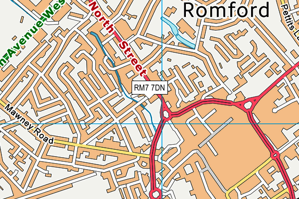 RM7 7DN map - OS VectorMap District (Ordnance Survey)