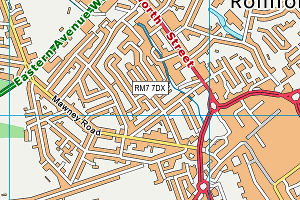 RM7 7DX map - OS VectorMap District (Ordnance Survey)