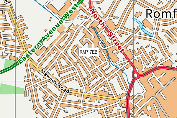 RM7 7EB map - OS VectorMap District (Ordnance Survey)
