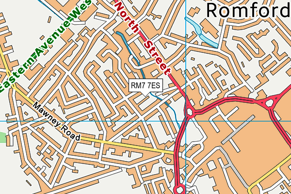 RM7 7ES map - OS VectorMap District (Ordnance Survey)