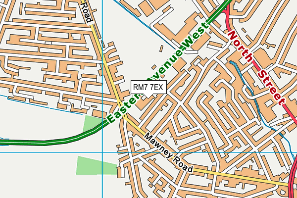 RM7 7EX map - OS VectorMap District (Ordnance Survey)