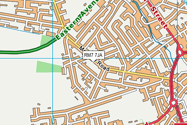 RM7 7JA map - OS VectorMap District (Ordnance Survey)