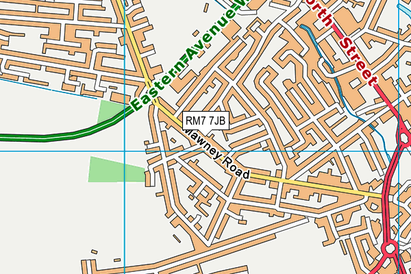 RM7 7JB map - OS VectorMap District (Ordnance Survey)