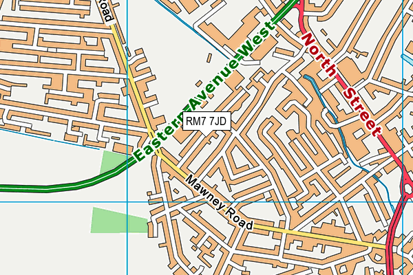 RM7 7JD map - OS VectorMap District (Ordnance Survey)