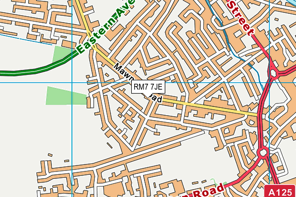 RM7 7JE map - OS VectorMap District (Ordnance Survey)