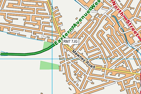 RM7 7JG map - OS VectorMap District (Ordnance Survey)
