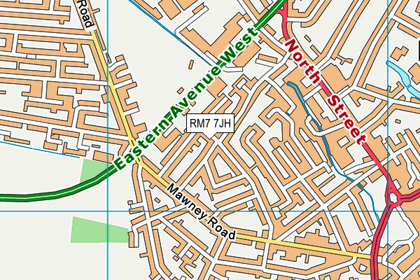 RM7 7JH map - OS VectorMap District (Ordnance Survey)