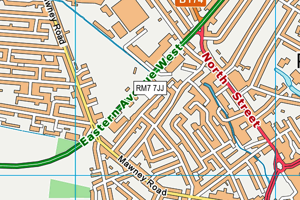 RM7 7JJ map - OS VectorMap District (Ordnance Survey)
