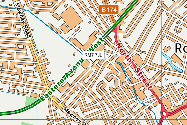 RM7 7JL map - OS VectorMap District (Ordnance Survey)