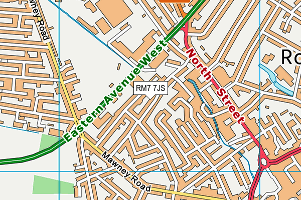 RM7 7JS map - OS VectorMap District (Ordnance Survey)