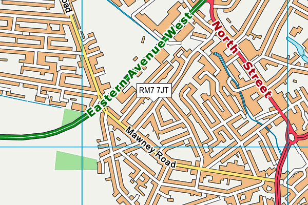 RM7 7JT map - OS VectorMap District (Ordnance Survey)
