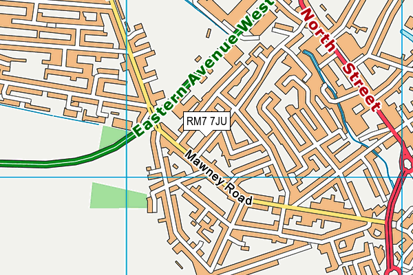 RM7 7JU map - OS VectorMap District (Ordnance Survey)