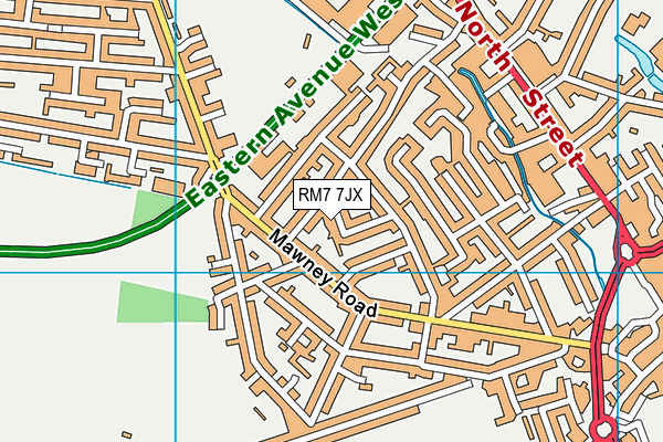RM7 7JX map - OS VectorMap District (Ordnance Survey)