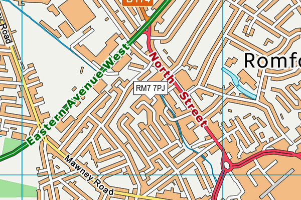 RM7 7PJ map - OS VectorMap District (Ordnance Survey)