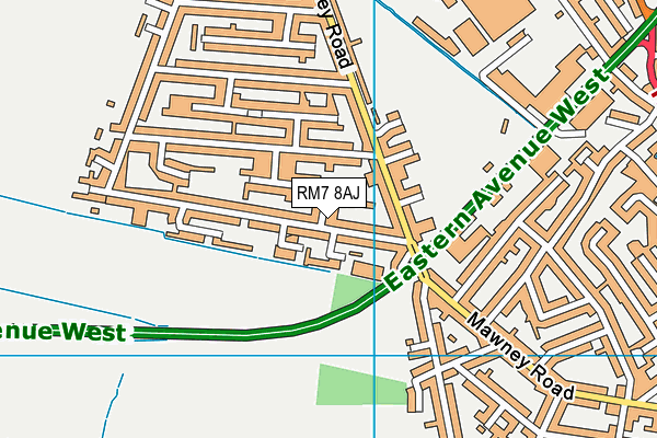 RM7 8AJ map - OS VectorMap District (Ordnance Survey)