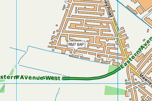 RM7 8AP map - OS VectorMap District (Ordnance Survey)