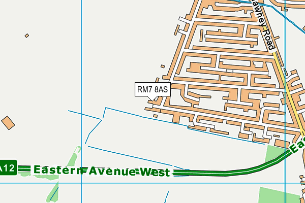 RM7 8AS map - OS VectorMap District (Ordnance Survey)