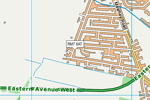 RM7 8AT map - OS VectorMap District (Ordnance Survey)