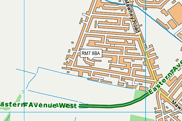 RM7 8BA map - OS VectorMap District (Ordnance Survey)